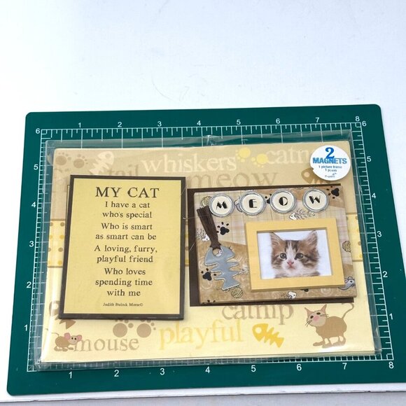 Cat Magnet Gift Set Meow Photo Frame Poem by Judith Bulock Morse New Sealed Gift - Picture 5 of 8